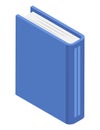 Isometric blue book standing upright. Closed hardcover book with spine visible. Education and reading concept vector