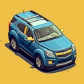 Isometric Blue Chevrolet Equinox: Vector Illustration With Richly Layered Design