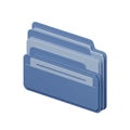 Isometric Blue Folders Stacked on White Background Royalty Free Stock Photo