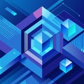 Isometric Blue Geometric Cubes and Lines Background Royalty Free Stock Photo