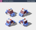 Isometric Blue Police Vehicle. Isometric High Quality Vector. Royalty Free Stock Photo