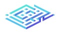 Isometric Blue and Purple Maze Puzzle, vector design Generative AI Royalty Free Stock Photo