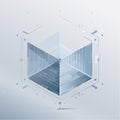 Isometric Blueprint of a Digital Cube Royalty Free Stock Photo