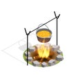 Isometric Bonfire Burning On Firewood In The Camp, Camping And Hiking Outdoor Tourism Related Item Isolated Vector Royalty Free Stock Photo