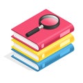 Isometric book icon. Stack of books, textbook pile. Academic reading, wisdom and school education 3d vector symbol Royalty Free Stock Photo