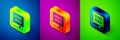 Isometric Books about programming icon isolated on blue, purple and green background. Programming language concept. PHP Royalty Free Stock Photo