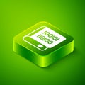Isometric Books about programming icon isolated on green background. Programming language concept. PHP, CSS, XML, HTML Royalty Free Stock Photo