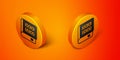 Isometric Books about programming icon isolated on orange background. Programming language concept. PHP, CSS, XML, HTML Royalty Free Stock Photo