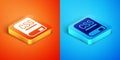 Isometric Books about programming icon isolated on orange and blue background. Programming language concept. PHP, CSS Royalty Free Stock Photo