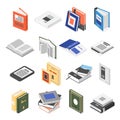 Isometric books set. Book icon 3d, notebooks and textbook. Symbols for school, university, college. Bookstore or library Royalty Free Stock Photo