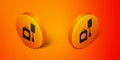 Isometric Bottle of nail polish icon isolated on orange background. Orange circle button. Vector Royalty Free Stock Photo