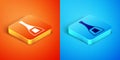 Isometric Bottle of nail polish icon isolated on orange and blue background. Vector Royalty Free Stock Photo