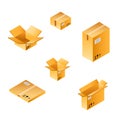 Isometric box set of different size. Royalty Free Stock Photo