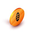 Isometric Bread loaf icon isolated on white background. Orange circle button. Vector