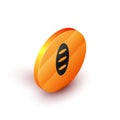 Isometric Bread loaf icon isolated on white background. Orange circle button. Vector