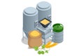 Isometric Brewery beer production, process of beer production in brewery. Royalty Free Stock Photo