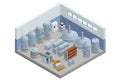 Isometric Brewing, Craft beer brewing equipment in privat brewery. Modern Beer Factory. Steel tanks for beer