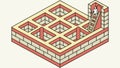 Isometric Brick Maze Puzzle, Challenging Logic and Spatial Reasoning, vector design Generative AI Royalty Free Stock Photo