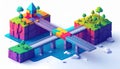 Isometric Bridge Network Connecting Two Islands Royalty Free Stock Photo
