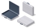 Isometric briefcase icons set on white background. Diplomat, for office, for laptop. Royalty Free Stock Photo