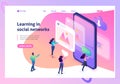 Isometric bright concept learning the correct profile design in social networks. Website Template Landing page