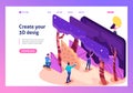 Isometric bright concept of a modern program for creating 3D illustrations. Website Template Landing page