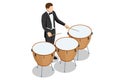 Isometric brown timpani isolated on white background. Timpani percussion musical instrument