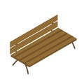 Isometric brown wood bench. On a white background.