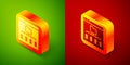 Isometric Browser files icon isolated on green and red background. Square button. Vector Royalty Free Stock Photo