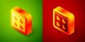 Isometric Browser files icon isolated on green and red background. Square button. Vector Royalty Free Stock Photo