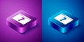 Isometric Browser with question mark icon isolated on blue and purple background. Internet communication protocol