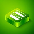 Isometric Browser window icon isolated on green background. Green square button. Vector Royalty Free Stock Photo