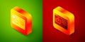 Isometric Browser window icon isolated on green and red background. Square button. Vector Royalty Free Stock Photo