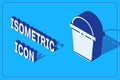 Isometric Bucket icon isolated on blue background. Cleaning service concept. Vector Illustration