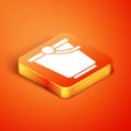 Isometric Bucket icon isolated on orange background. Vector