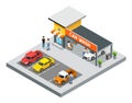 Isometric building car care wash service design