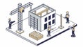 Isometric Building Construction: Urban Development Progress Icon, vector design Generative AI Royalty Free Stock Photo
