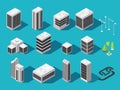 Isometric building for 3d city map vector set