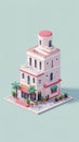 Isometric Building Illustration - A Charming Architectural Design Royalty Free Stock Photo