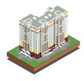 Isometric buildings real estate - city buildings - Residential house - decorative icons set - vector Royalty Free Stock Photo