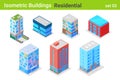 Isometric Buildings Residential flat vector collection