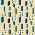 Isometric buildings seamless pattern