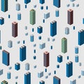 Isometric buildings seamless pattern