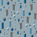 Isometric buildings seamless pattern