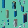 Isometric buildings seamless pattern