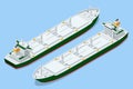 Isometric Bulk carrier ship. Bulk freighter travels. Import or export wheat, corn, grain, sand, coal. Container ship