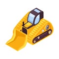 Isometric Bulldozer Vehicle Composition