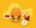 isometric burger and sauces