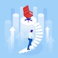 Isometric Business Career Growth concept. Challenge, Trouble, obstacles, Path to the goal, Business concept growth to Royalty Free Stock Photo