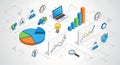 Isometric Business Data Analysis and Strategy Icons Royalty Free Stock Photo